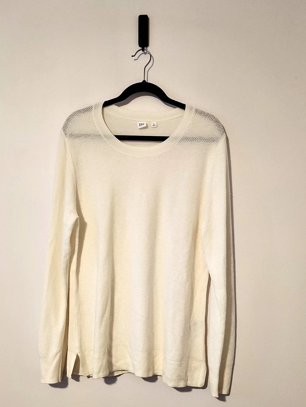 Gap Long Sleeve Sheer Sweater in Cream Size XL